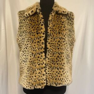 Vintage USA Painted Pony Animal Cheetah Print Faux Fur Soft Vest
